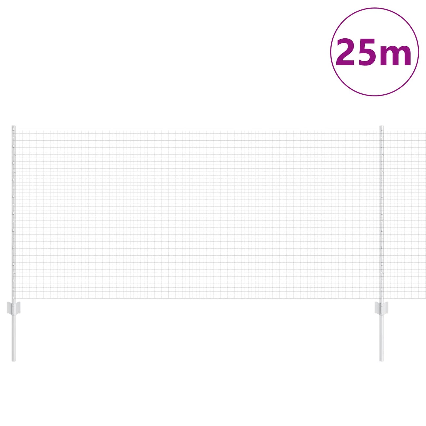 Fence with Post Silver 1 x 25 m Steel