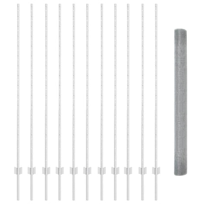 Fence with Post Silver 1.6 x 25 m Steel