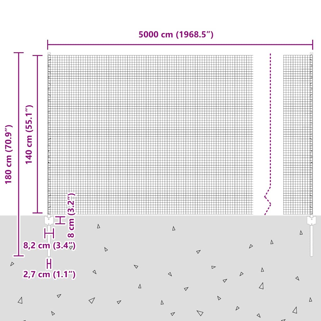 Welded Wire Fence with Post 50 x 1.4 m (W x H)