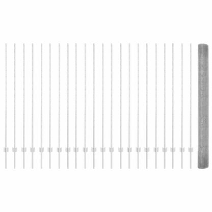 Fence with Post Silver 1.5 x 50 m Steel