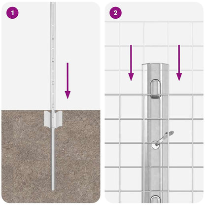 Fence with Post Silver 0.6 x 100 m Steel