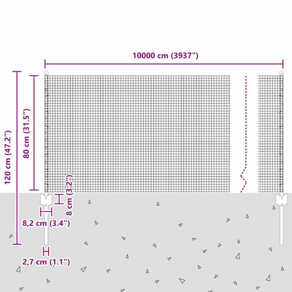Welded Wire Fence with Post 100 x 0.8 m (W x H)