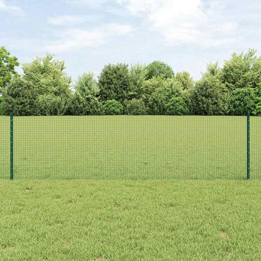Welded Wire Fence with Posts 10 x 0.6 m PVC-Coated Steel Green