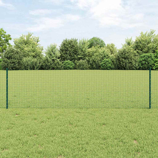 Welded Wire Fence with Posts 10 x 0.6 m PVC-Coated Steel Green
