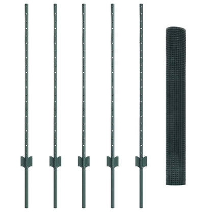 Fence with Post Green 1 x 10 m Steel