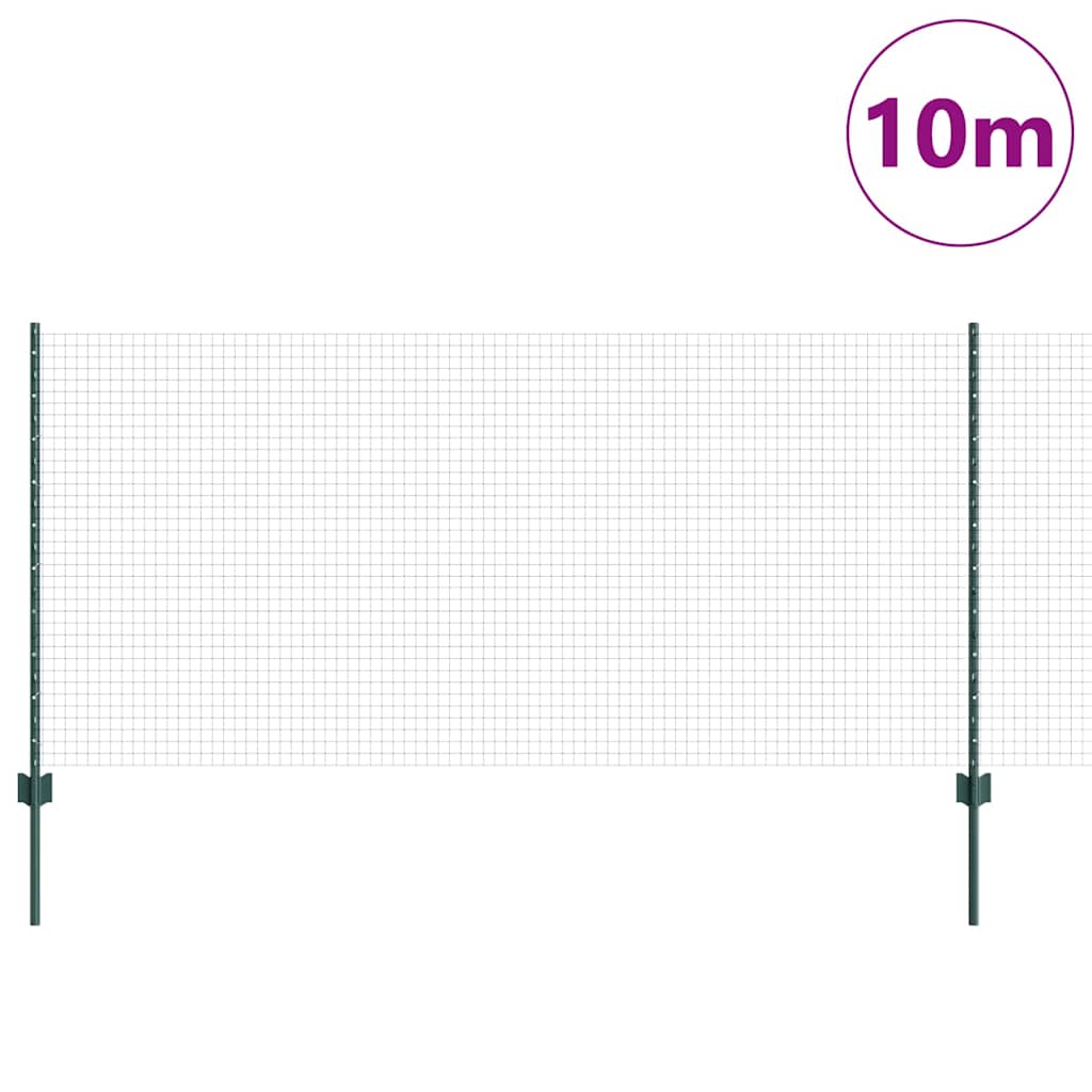 Fence with Post Green 1 x 10 m Steel