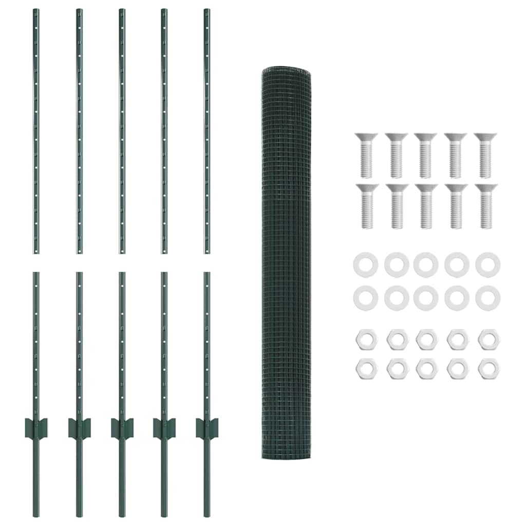 Welded Wire Fence with Post 10 x 1.2 m (W x H) PVC-Coated Steel