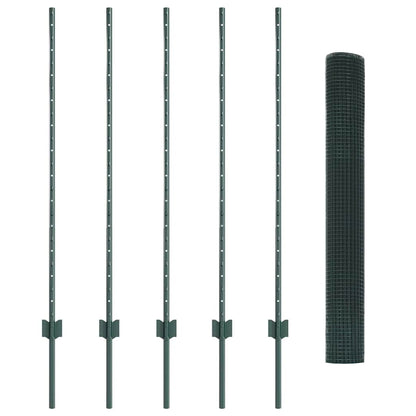 Fence with Post Green 1.2 x 10 m Steel and PVC