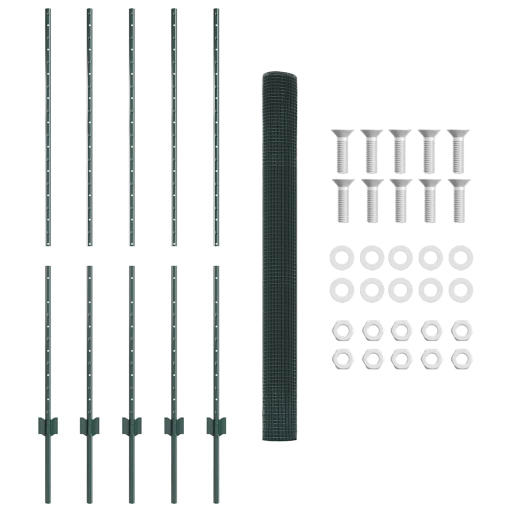 Welded Wire Fence with Post 10 x 1.4 m (W x H) PVC-Coated Steel