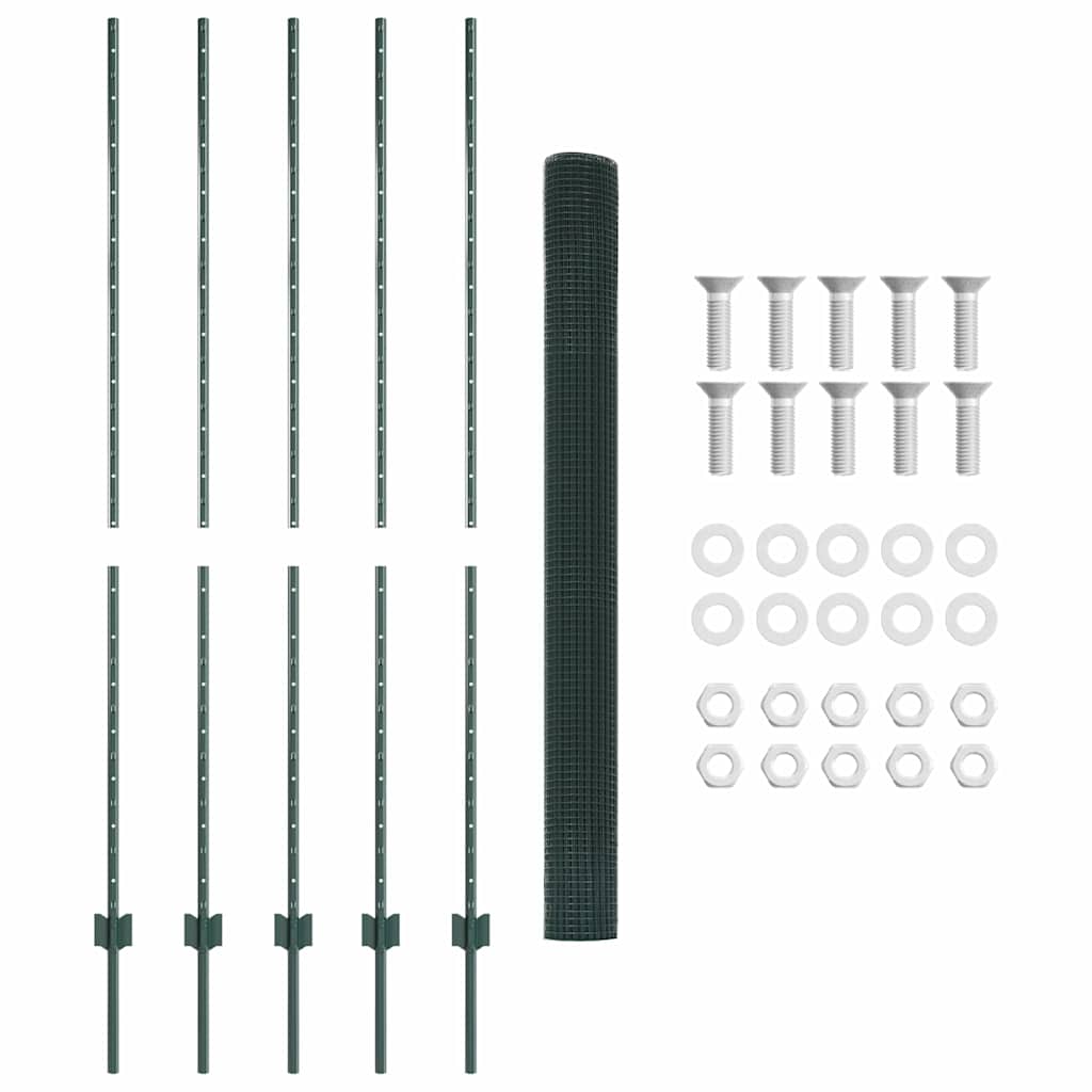 Welded Wire Fence with Post 10 x 1.6 m (W x H) PVC-Coated Steel