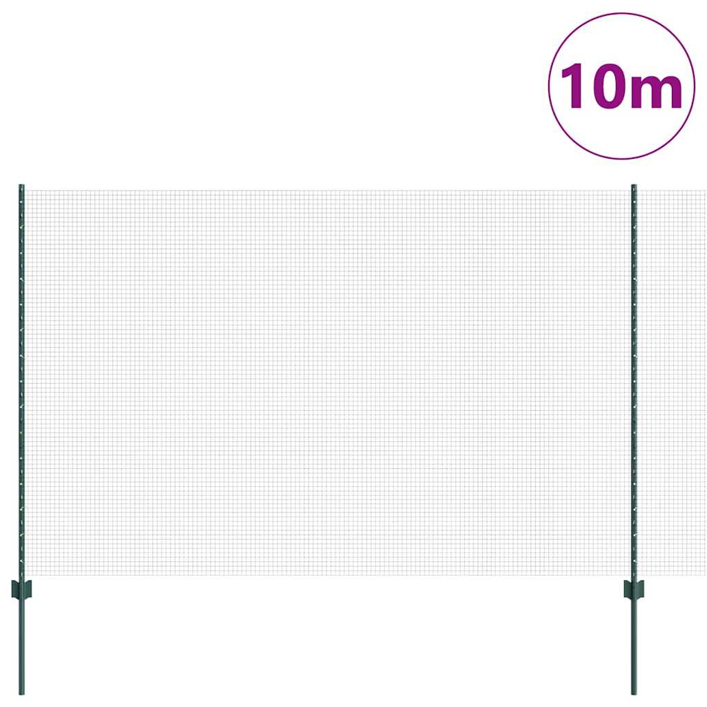 Welded Wire Fence with Post 10 x 1.6 m (W x H) PVC-Coated Steel
