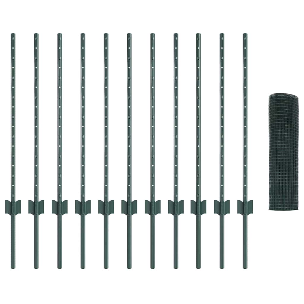 Welded Wire Fence with Post 25 x 0.8 m (W x H) PVC-Coated Steel
