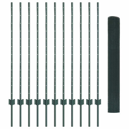 Welded Wire Fence with Post 25 x 1.2 m (W x H) PVC-Coated Steel