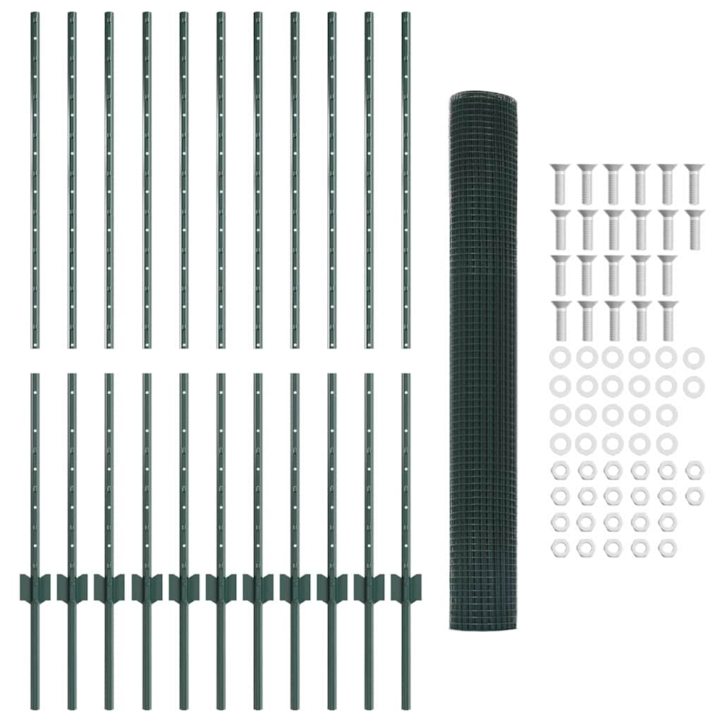 Welded Wire Fence with Post 25 x 1.2 m (W x H) PVC-Coated Steel