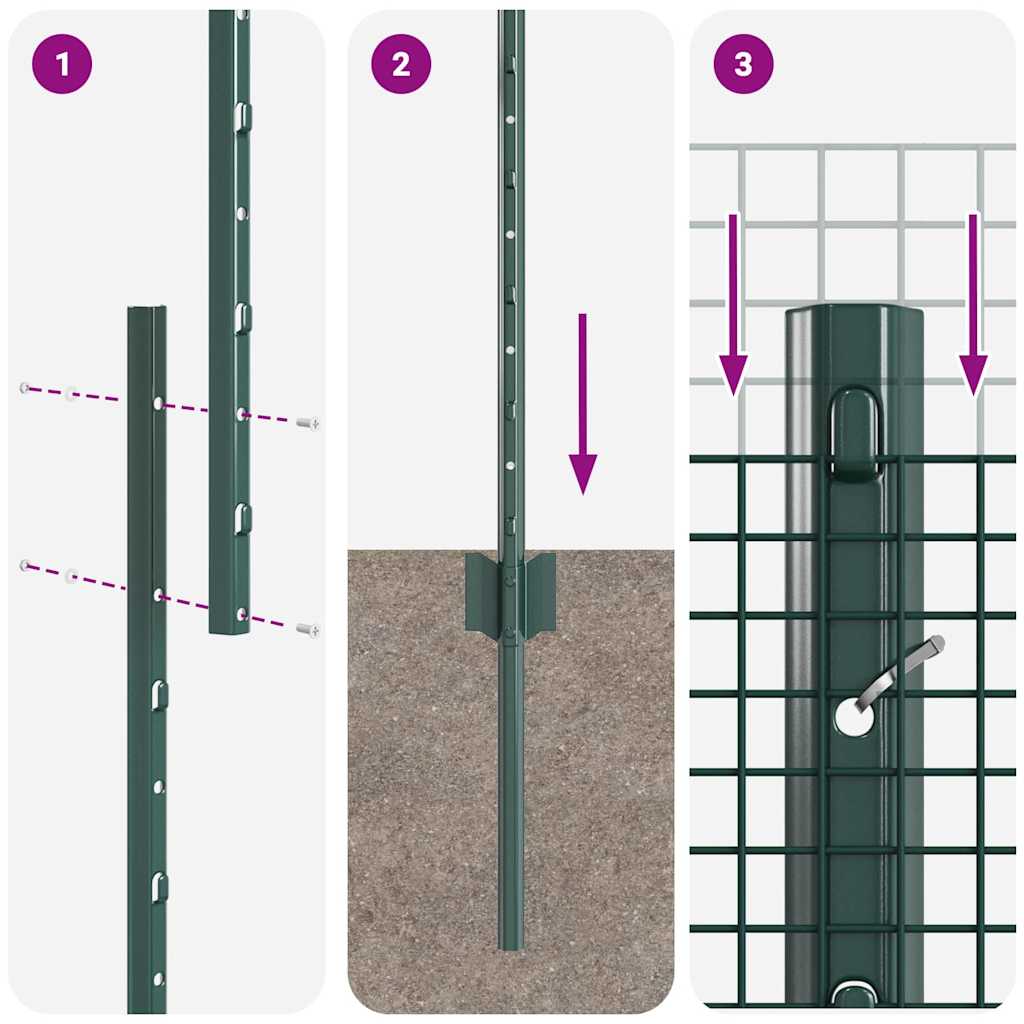 Fence with Post Green 1.2 x 25 m Steel and PVC