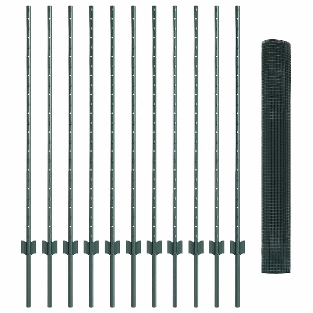 Welded Wire Fence with Post 25 x 1.2 m (W x H) PVC-Coated Steel