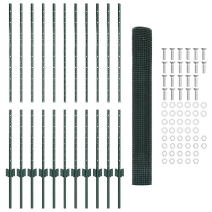 Welded Wire Fence with Post 25 x 1.2 m (W x H) PVC-Coated Steel