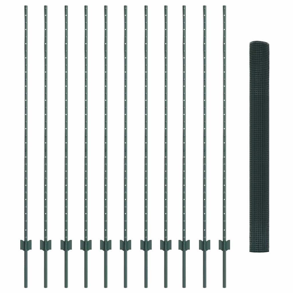 Welded Wire Fence with Post 25 x 1.6 m (W x H) PVC-Coated Steel