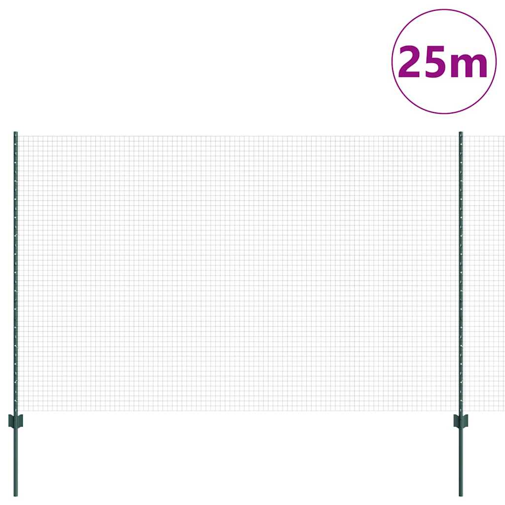 Welded Wire Fence with Post 25 x 1.6 m (W x H) PVC-Coated Steel