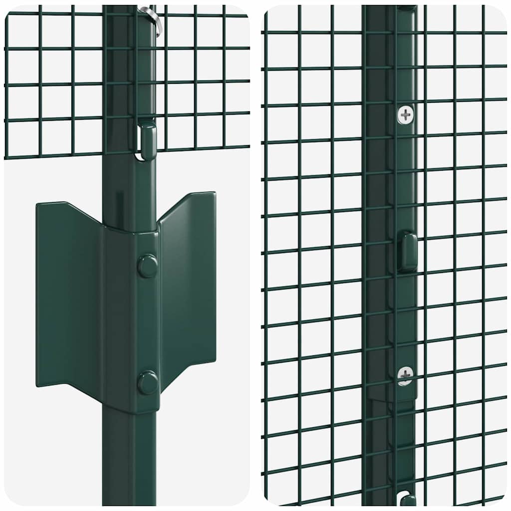 Welded Wire Fence with Posts 50 x 1 m PVC-Coated Steel Green