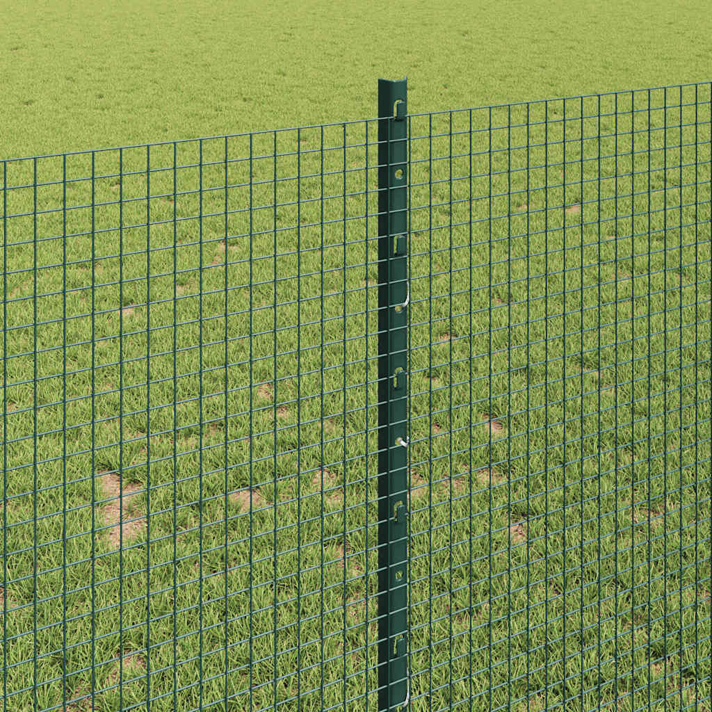 Welded Wire Fence with Posts 50 x 1 m PVC-Coated Steel Green