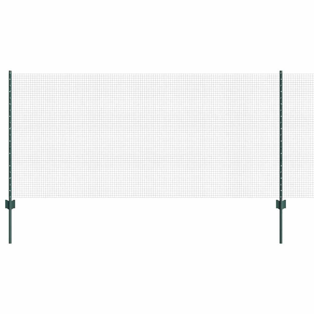 Welded Wire Fence with Posts 50 x 1 m PVC-Coated Steel Green