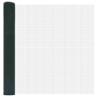Welded Wire Fence with Posts 50 x 1 m PVC-Coated Steel Green