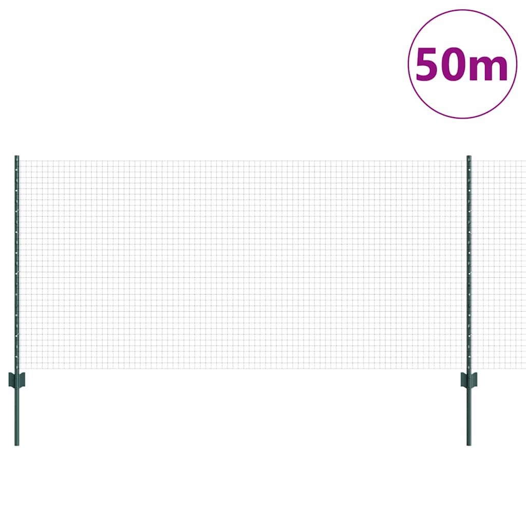 Fence with Post Green 1 x 50 m Steel and PVC