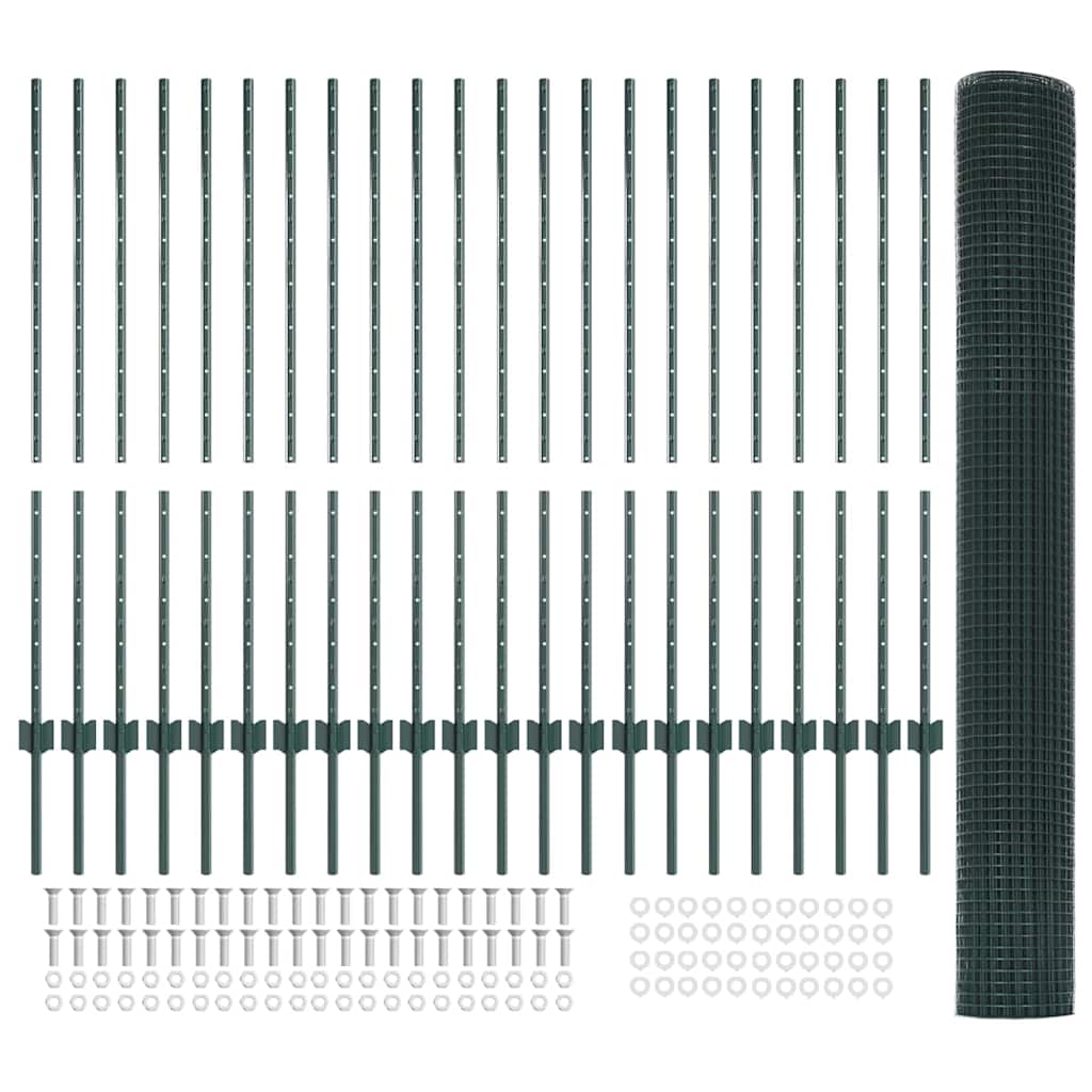 Welded Wire Fence with Post 50 x 1.2 m (W x H) PVC-Coated Steel