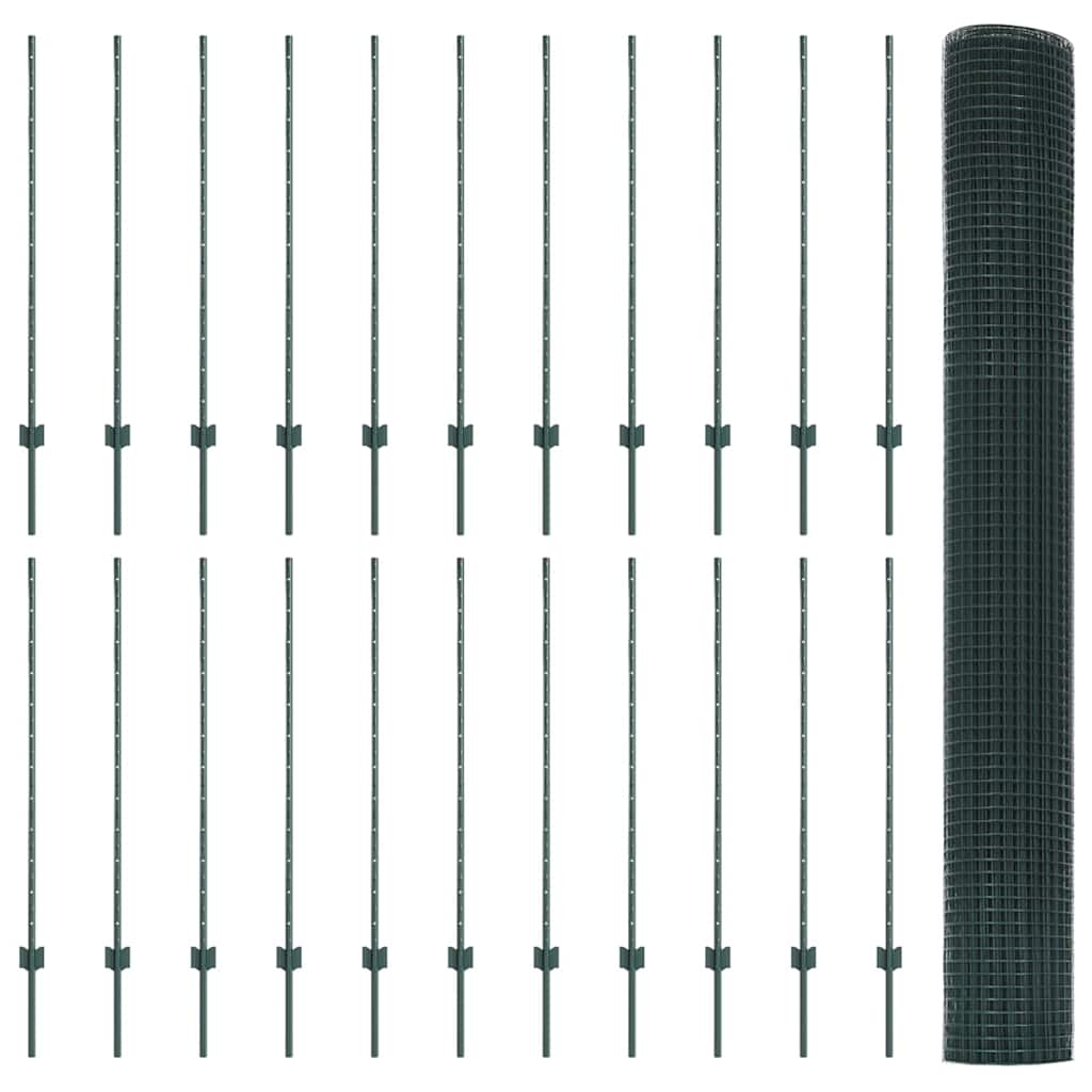 Fence with Post Green 1.2 x 50 m Steel and PVC