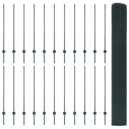 Fence with Post Green 1.2 x 50 m Steel and PVC