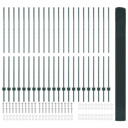 Fence with Post Green 1.5 x 50 m Steel and PVC