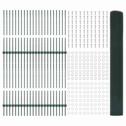 Fence with Post Green 1 x 100 m Steel and PVC