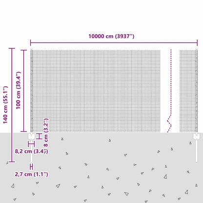 Fence with Post Green 1 x 100 m Steel and PVC