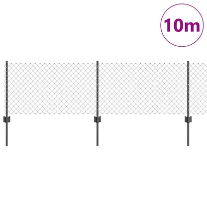 Welded Wire Fence with Post 10 x 0.4 m (W x H) PVC-Coated Steel