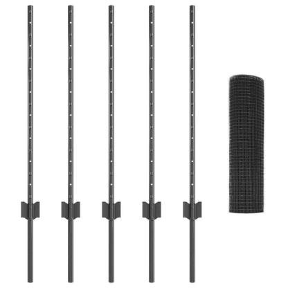 Welded Wire Fence with Post 10 x 0.8 m (W x H) PVC-Coated Steel
