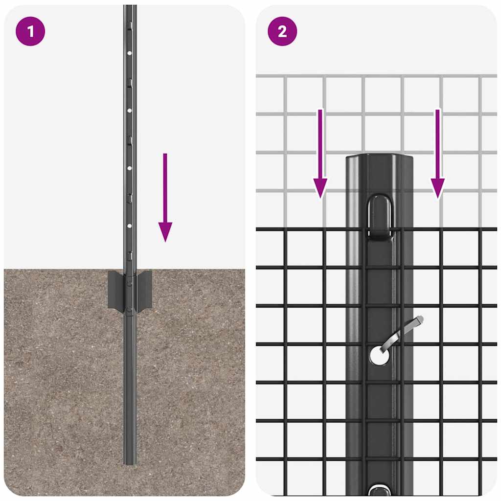Fence with Post Grey 0.8 x 10 m Steel and PVC