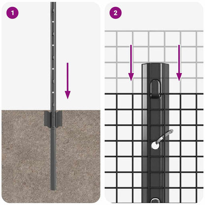 Fence with Post Grey 0.8 x 10 m Steel and PVC