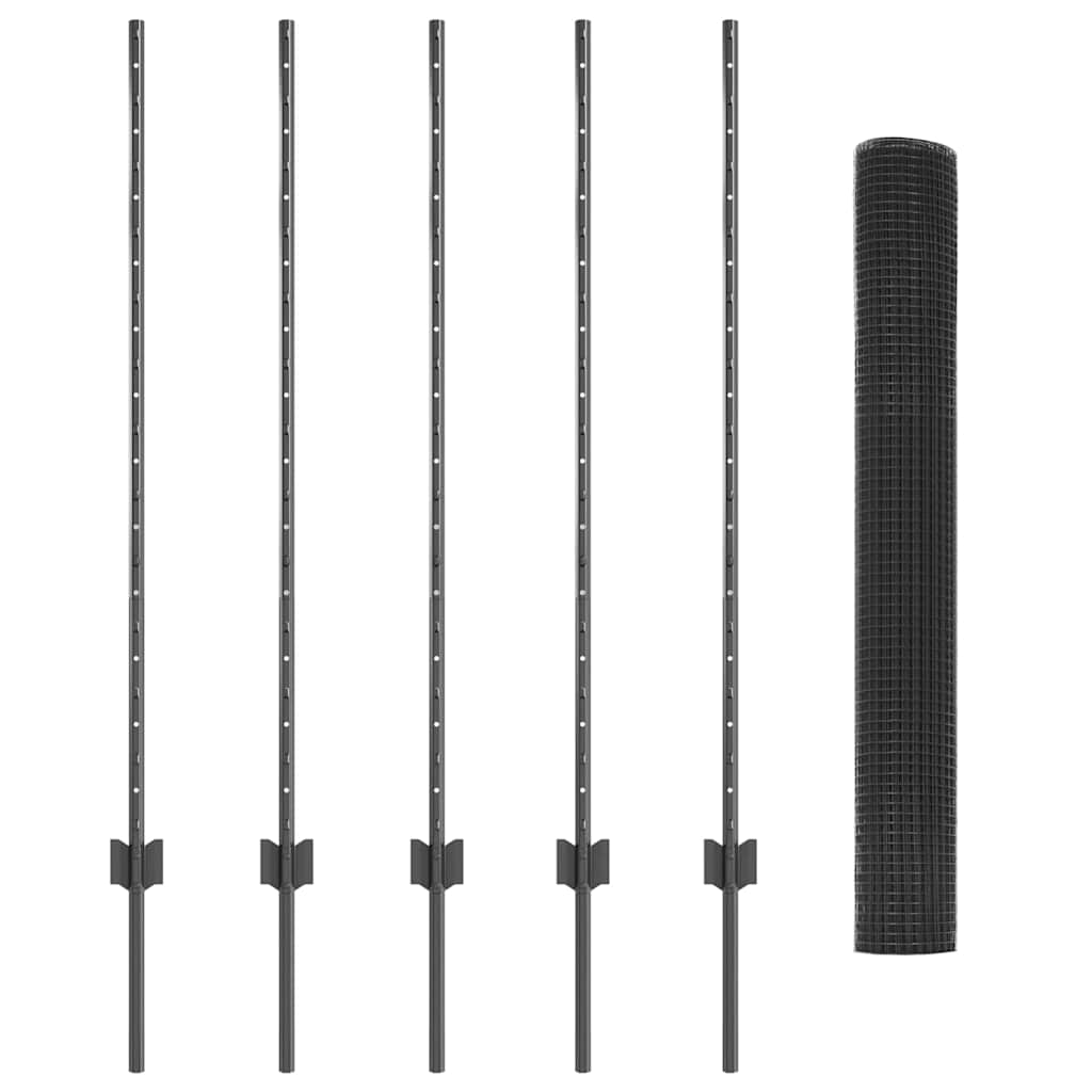 Welded Wire Fence with Post 10 x 1.2 m (W x H) PVC-Coated Steel