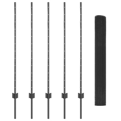 Welded Wire Fence with Post 10 x 1.2 m (W x H) PVC-Coated Steel