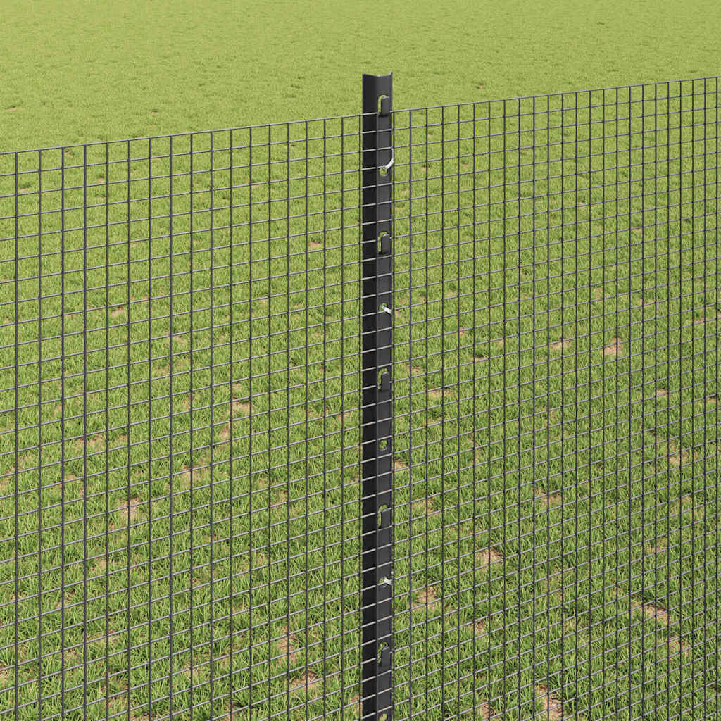 Fence with Post Grey 1.4 x 10 m Steel and PVC