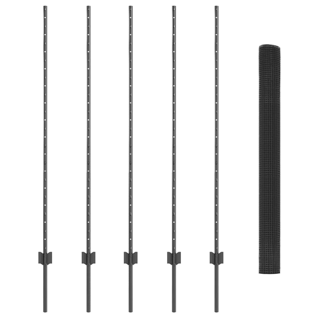 Welded Wire Fence with Post 10 x 1.4 m (W x H) PVC-Coated Steel