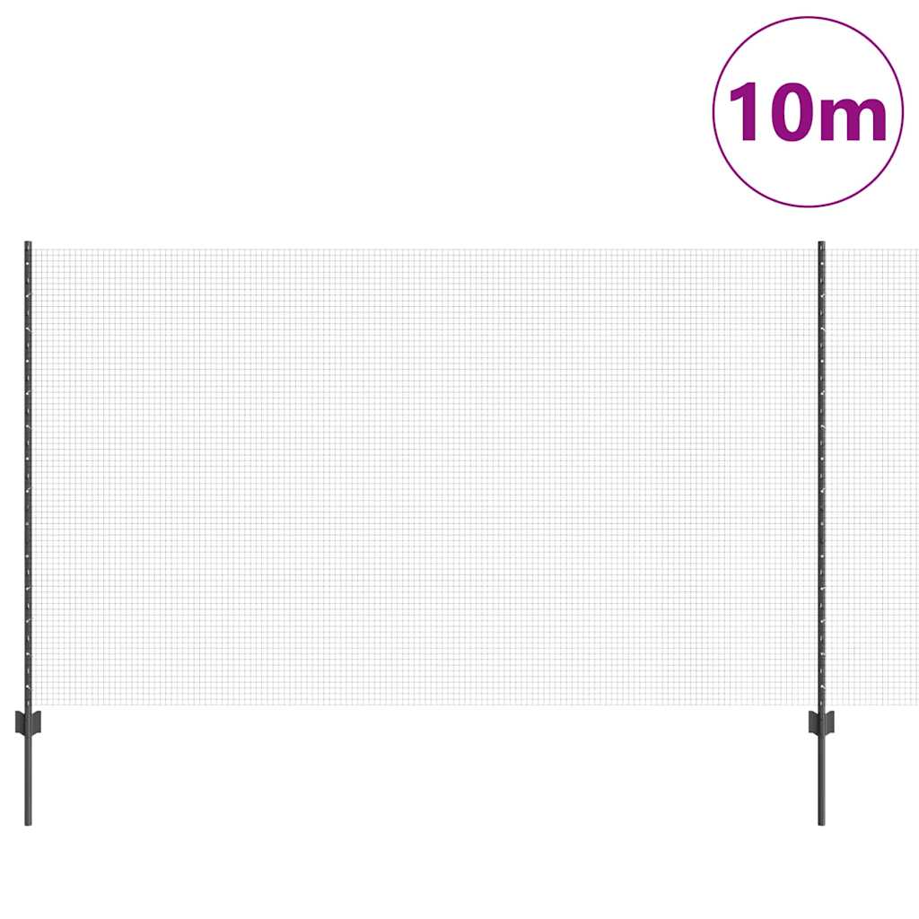 Welded Wire Fence with Post 10 x 1.4 m (W x H) PVC-Coated Steel