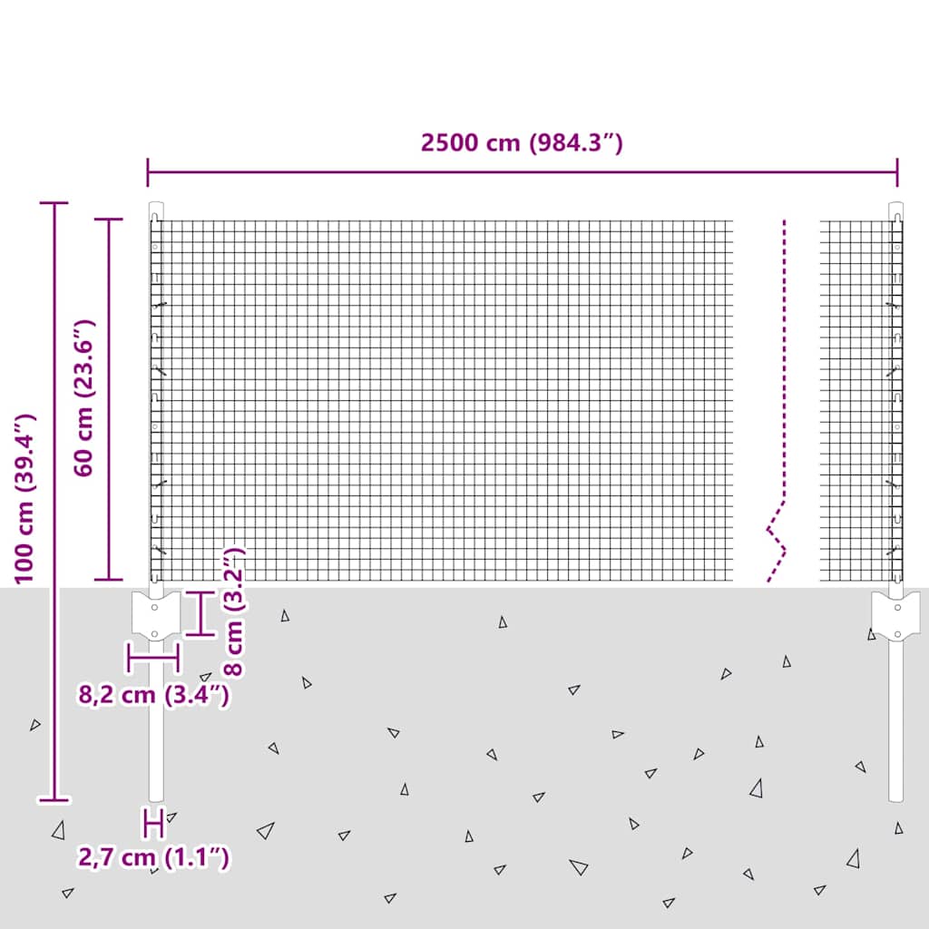 Fence with Post Grey