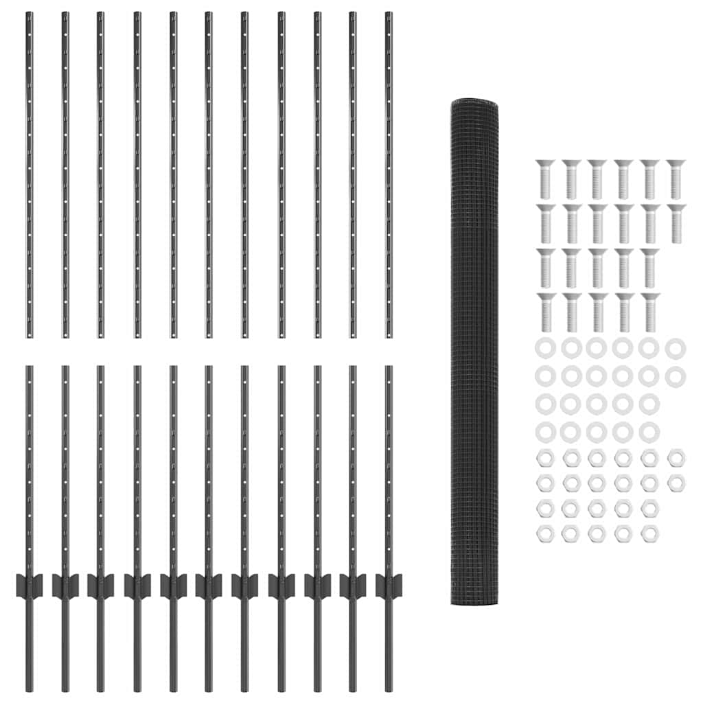 Fence with Post Grey
