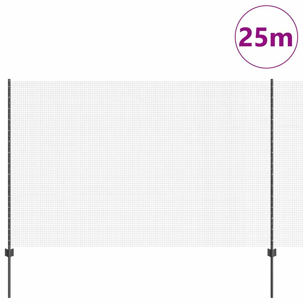 Welded Wire Fence with Post 25 x 1.5 m (W x H) PVC-Coated Steel