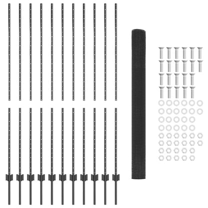Fence with Post Grey 1.5 x 25 m Steel