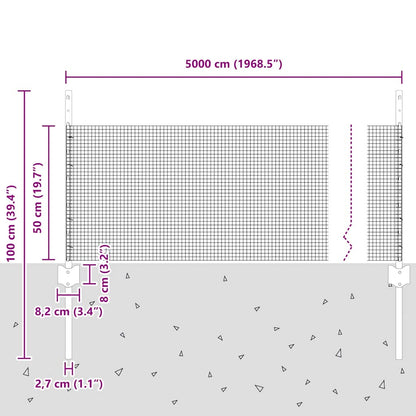Welded Wire Fence with Post 50 x 0.5 m (W x H) PVC-Coated Steel