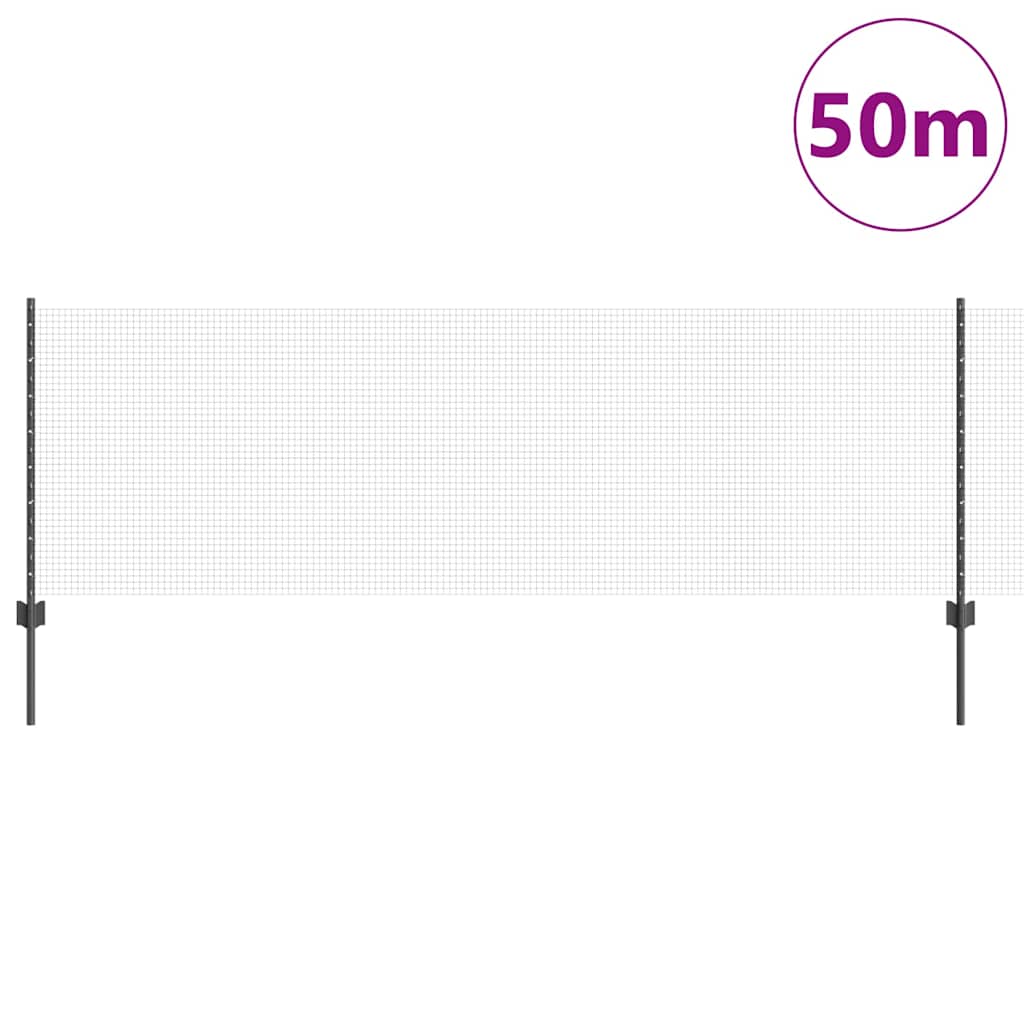 Welded Wire Fence with Post 50 x 0.8 m (W x H) PVC-Coated Steel