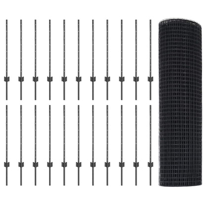 Welded Wire Fence with Post 50 x 0.8 m (W x H) PVC-Coated Steel
